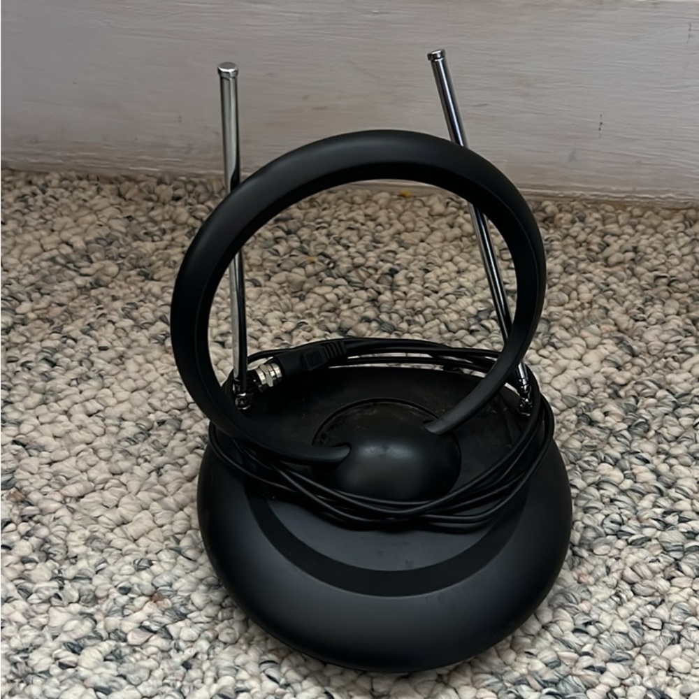 Black TV Antenna with Coaxial Cable